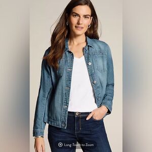J. Jill Blue Cotton Denim Jacket 2X Preppy Boho Western Versatile Coastal